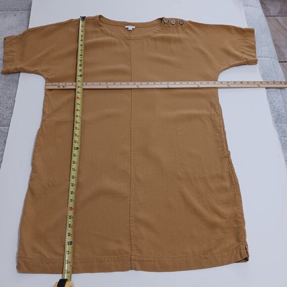 J. Jill Pure Jill Mustard Yellow Button Shoulder Shift Dress Size Large Fall - Picture 11 of 13